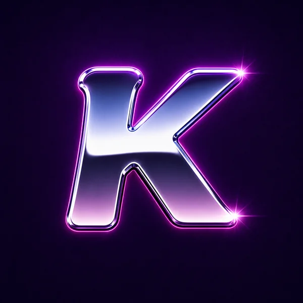 Logo de l’application Klap&nbsp;: un K chromé cerné de néon violet.